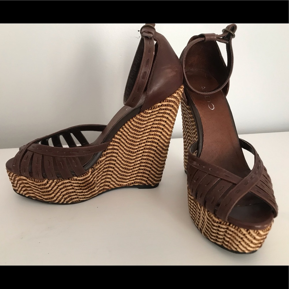 Lightly used brown wedge from Aldo